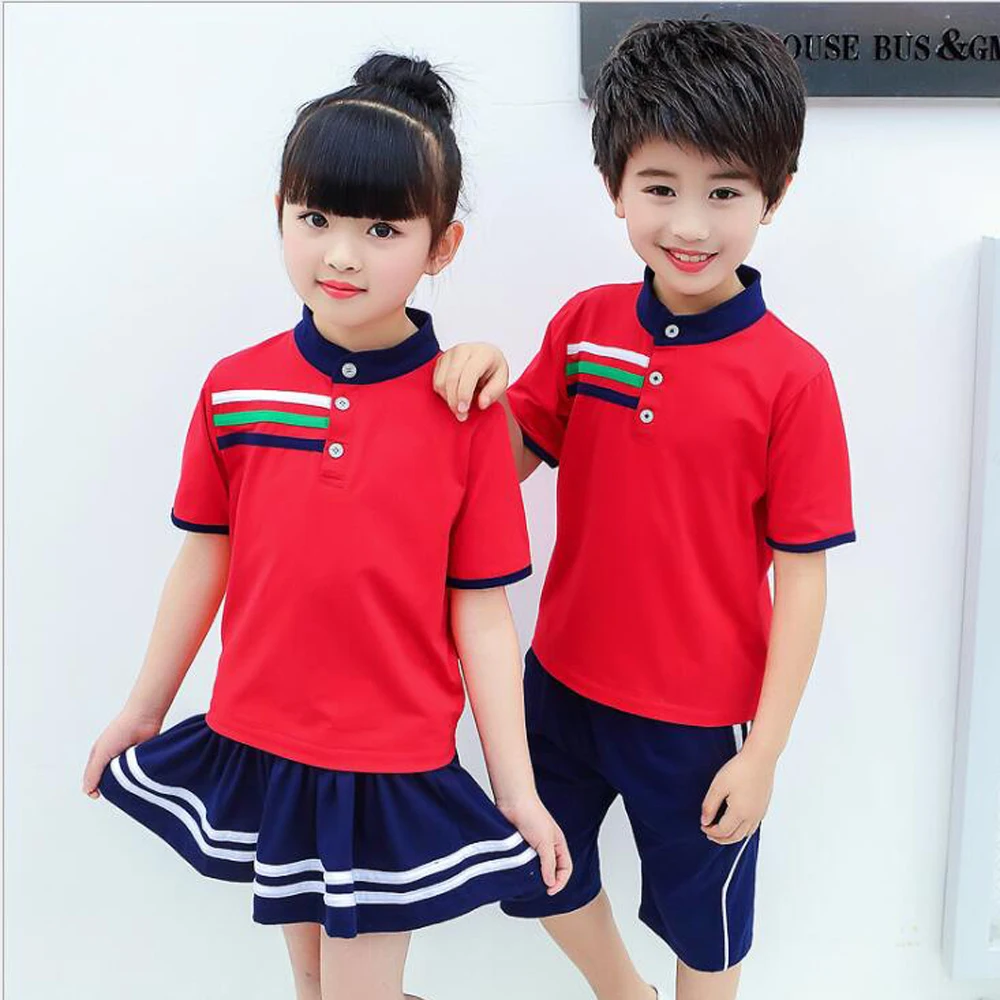 Red Plus Size Adults Children's Primary School Uniform Teen Students