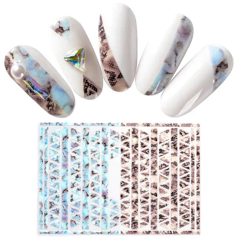 

1pc Snakeskin 3D Nail Art Stickers Marble Stone Grid Leopard Nail Sticker Decals Japanese Nail Accessories for Nail Decorations