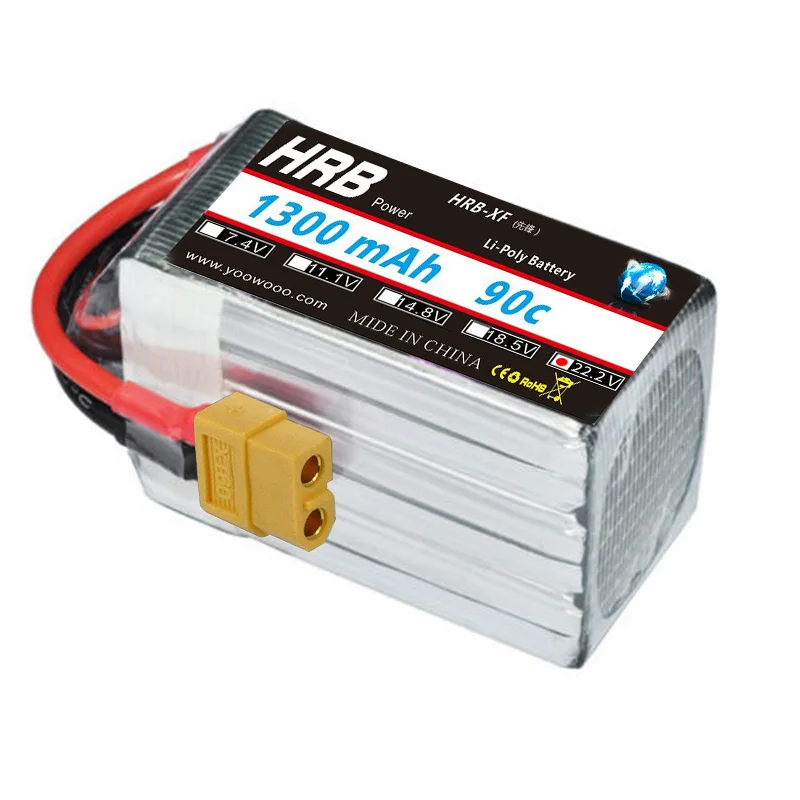 HRB RC Lipo 6S батарея 22 2 V 1300mAh 90C 180C Дрон AKKU Baterry для вертолетов KT пластина самолет