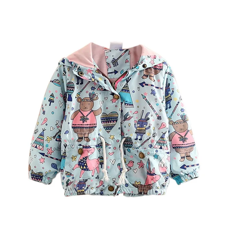 Cuteосень; пальто для маленьких девочек; детская верхняя одежда с рисунком; куртка; плащ; Новое поступление - Цвет: Синий
