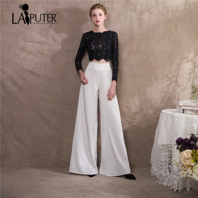 Laiputer Bride Dress Pants Straight Black Lace Long Sleeves Prom Laiputer Bride Dress Pants Straight Black Lace Long Sleeves Prom 2018 Fashion Evening Gowns