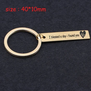 

Stainless Steel Fashion Keychain Engraved I Blessed A Day I Found You For Lovers' Girlfriend Trendy Gift Holder Key Tag