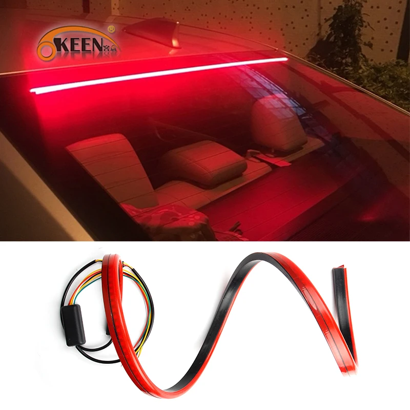 OKEEN Super Bright Red Flowing Flashing additional Car Third Brake Light Tail High Mount Stop Lamp 12V Car Turn Signal Strip OKEEN Super Bright Red Flowing Flashing additional Car Third Brake Light Tail High Mount Stop Lamp 12V Car Turn Signal Strip