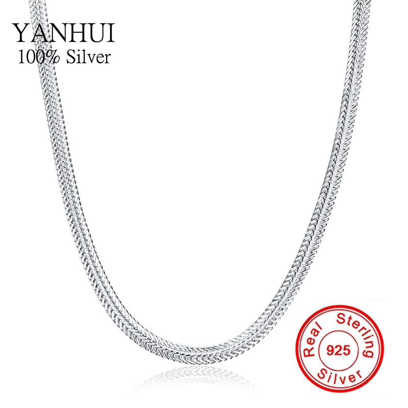 

YANHUI Original Real Solid 925 Sterling Silver Necklace Fashion Vintage Jewelry Snake Chain Collar Necklace for Women N881