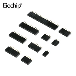 Pitch 2.54mm Pin Stright Female Single Row Pin Header Strip Connector Kit for PCB board 2/3/4/5/6/7/8/10/20/40 pin