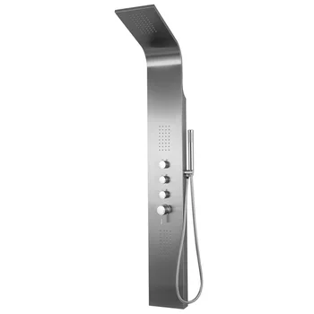 

58" Brushed Stainless Steel Shower Panel w/3 stage Function shower panel set 59" EPDM shower hose 19.7" SS braided hose BA7207