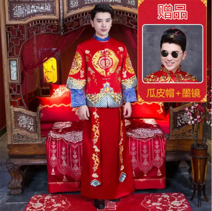 #^Special Price Китайский халат жениха древний дракон свадебные модные Мантия с изображением Феникса cheongsam мужские вышитые красные китайские свадебные ко... #^Special Price Китайский халат жениха древний дракон свадебные модные Мантия с изображением Феникса cheongsam мужские вышитые красные китайские свадебные ко...