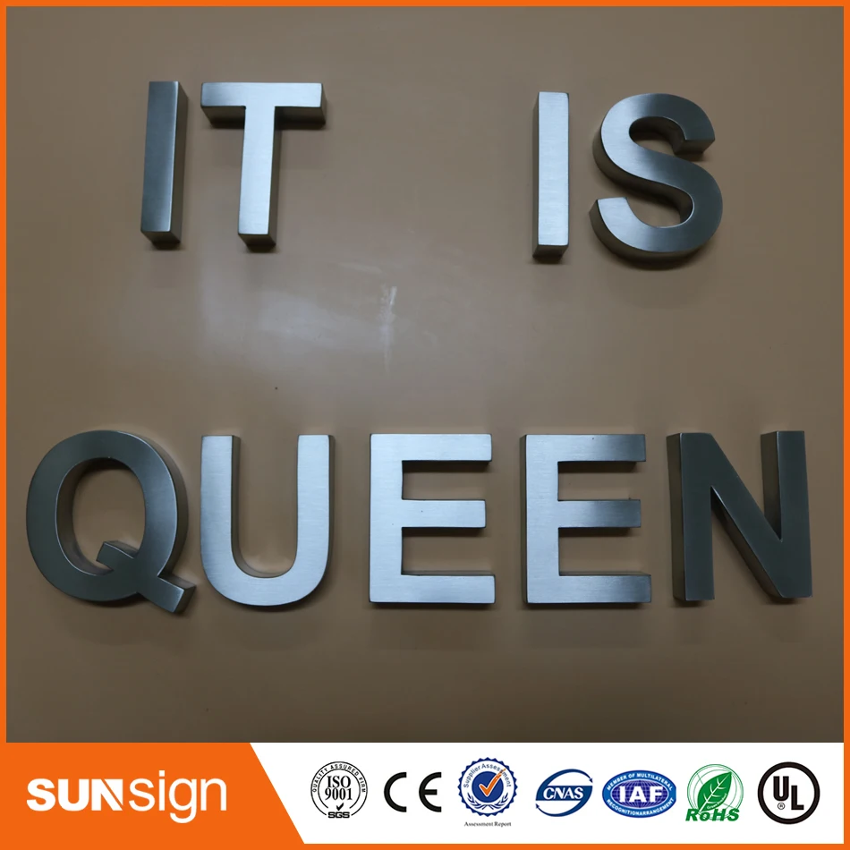 

Custom store front sign brushed 3d metal sign letters