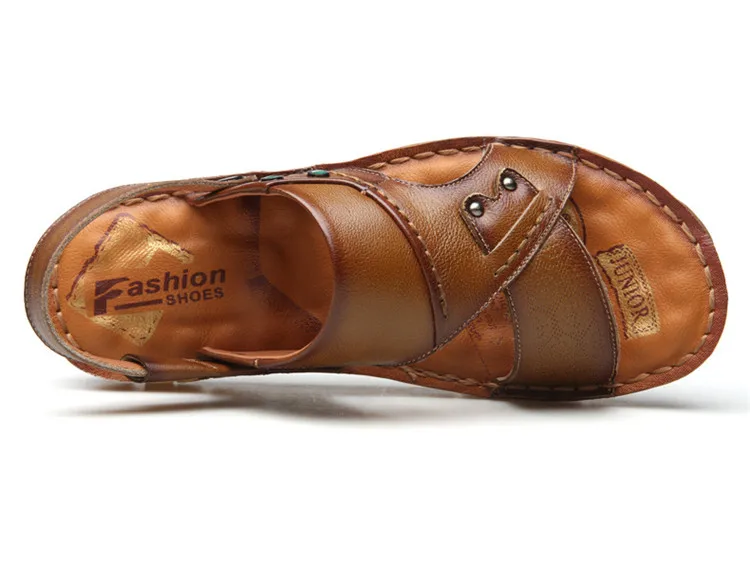 Летние пляжные сандалии; Мужская обувь из натуральной кожи; коричневые мужские шлепанцы без застежки; удобная мужская повседневная обувь; sandalias hombre; 335m