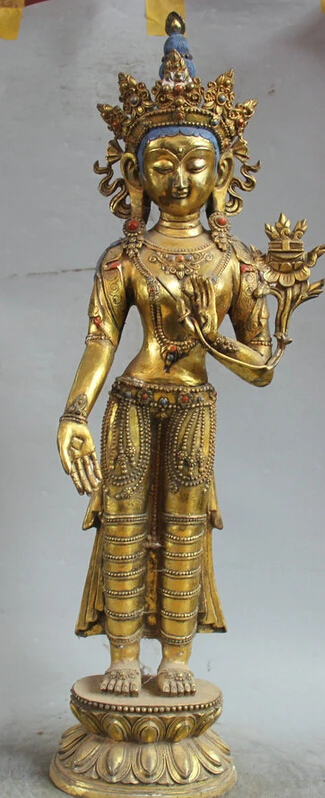 

song voge gem S5954 29" Tibet Tibetan Buddhism Bronze Gild Padmapani Lokeshvara Tara Buddha Statue