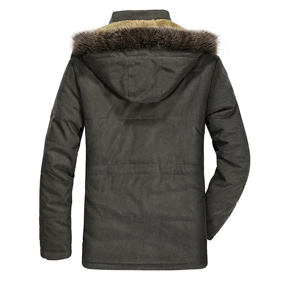 Мужская зимняя куртка с меховым воротником и капюшоном модная теплая шерстяная