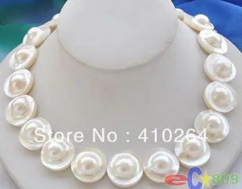 

$wholesale_jewelry_wig$ free shipping PERFECT AAA++ 18" 22mm WHITE ROUND SOUTH SEA MABE PEARL NECKLACE