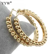 Большие размеры 57 мм, серьги-кольца для женщин, классические круглые бусины, Золотые круглые женские ювелирные изделия, аксессуары в стиле панк, Brincos Pendientes