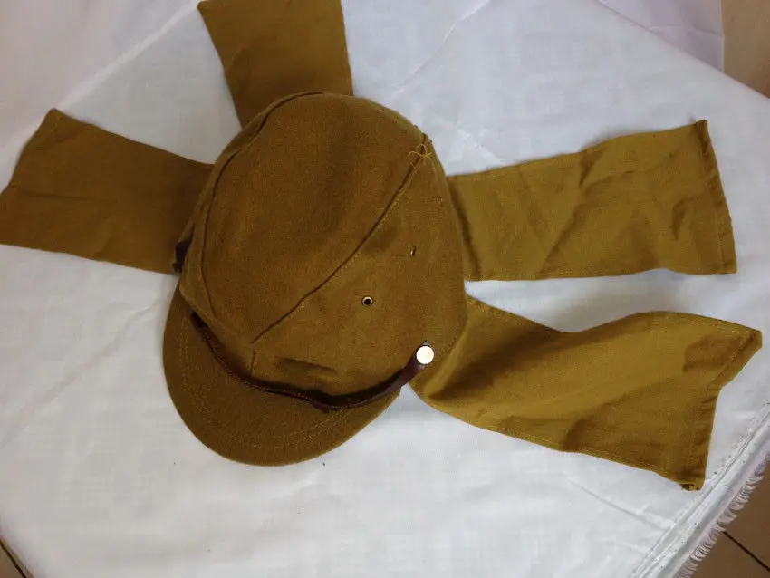 German Officer Cap Set WWII JAPANESE ARMY IJA SOLDIER FIELD WOOL CAP HAT WITH HAVELOCK NECK FLAP L-JP004