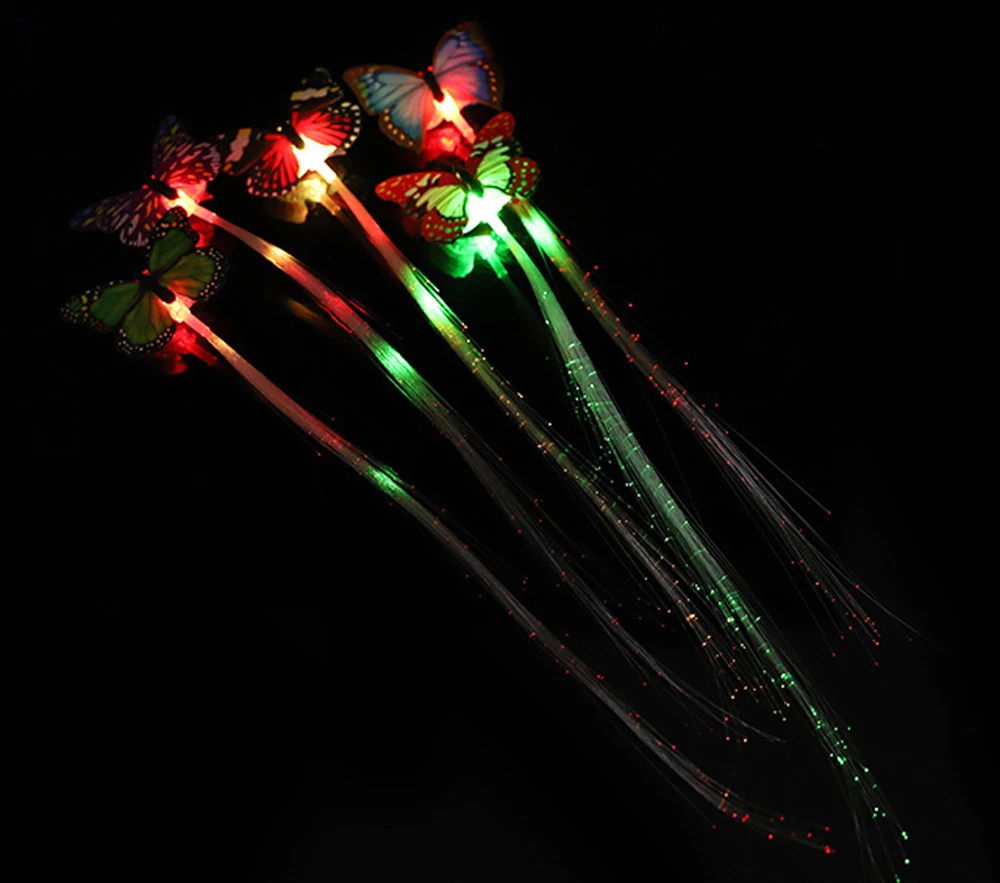 30 шт. светодиодные бабочки волосы оплетка мигающие/светящиеся/светильник/светящиеся заколки для волос игрушки для детей праздничные принадлежности для вечеринок