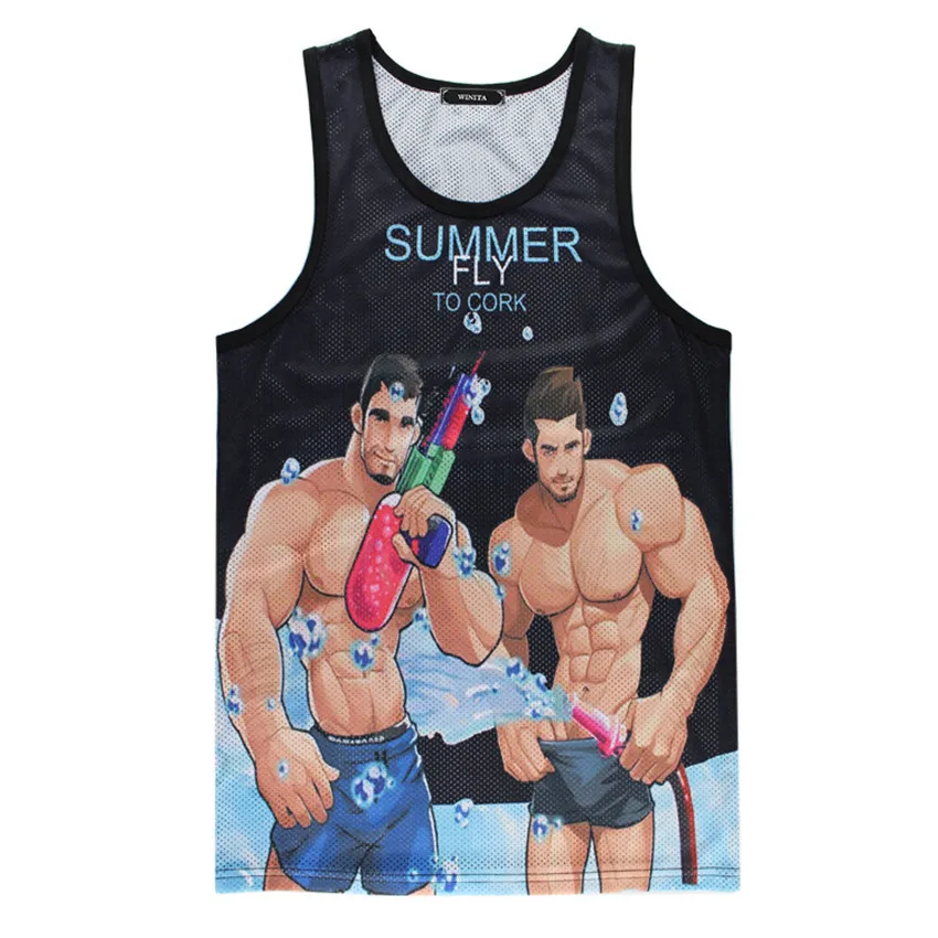 

Summer Mens Bodybuilding Tank Tops 3D Printed Galaxy Street Workout Tank Top Men Breathable Mesh Fitness Singlets Sleeveless