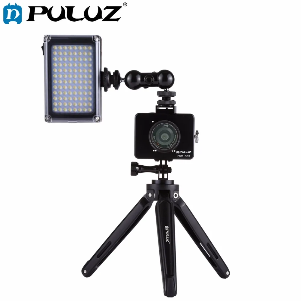 

PULUZ for Sony RX0 Housing Shell Aluminum Alloy Cage+Swivel Ball Head Magic Arm +Desktop Tripod Mount + Photo Studio Light Kit