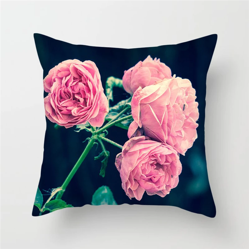 

Fuwatacchi Pink Flowers Rose Pillow Case 45*45 Home Throw Pillows Soft Decorative Cushion Cover for Sofa Chair Pillow Covers