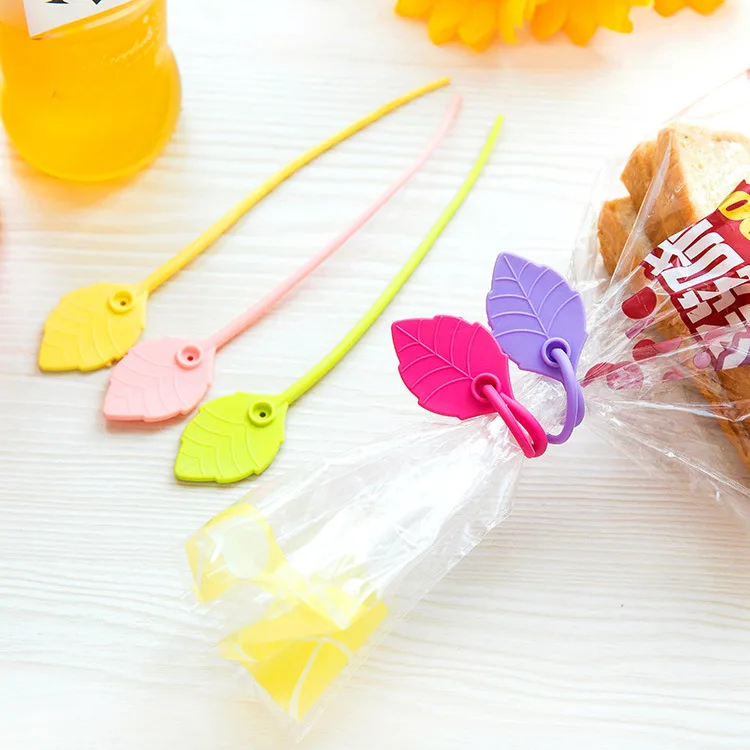 Leaf Shape Silicone Bag Ties food grade Cable Management Zip Tie Twist, All purpose Multi use