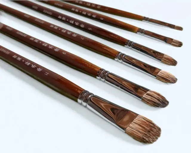 6Pcs Qishuixuan Fine Badger Hair Oil Paint Brush Set Arc Head Rough