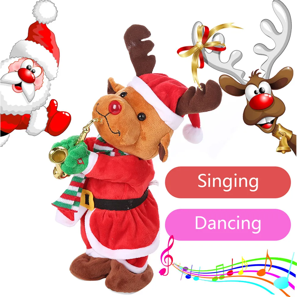 

2018 new Christmas Electric Musical Dancing Singing Reindeer Animated Plush Toy Stuffed Animals Gag drop shopping otc06