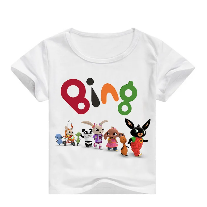 Детская забавная футболка с рисунком кролика и кролика; милые летние топы для маленьких мальчиков и девочек; детская повседневная одежда
