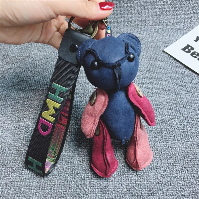 

2020 Fashion Cute Camouflage Joint Bear Cub Keychain Cute Letter Doll Key Chain Car Pendant Bag Charm Accessories Gifts 15cm