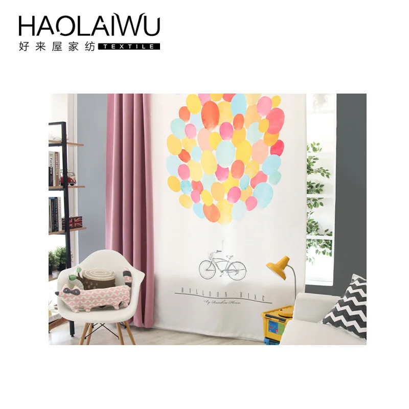 

household products Children Cartoon balloon 3D printing Curtains Sheer Child Tulle Curtain Bedroom Kids Cortina Para Sala