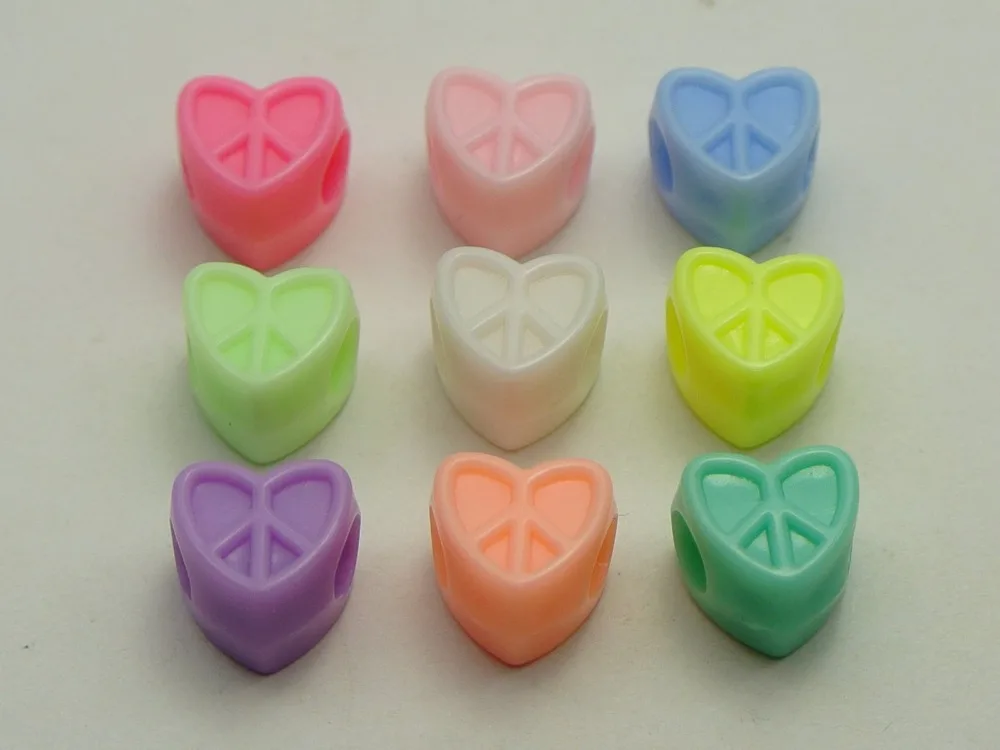 

200 Mixed Pastel Color Acrylic Cute Love Heart Pony Beads for Kids Kandi Craft