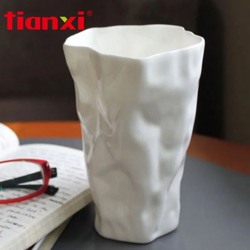 TIANXI 500 мл белые складки чашки высокого качества без свинца костяной фарфор художественный дизайн кофе фруктовый сок кружка чашка чай бутылка для воды офисное использование