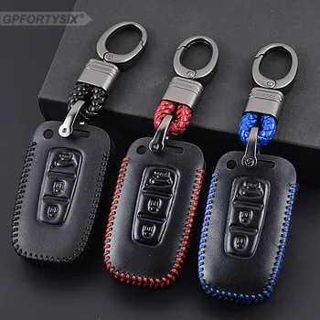 

Leather Keychain Pouch For Kia Sportage K2 K5 Sorento Sportage R Soul Cadenza Leather Key Case 3 Button Leather Car Key Holder