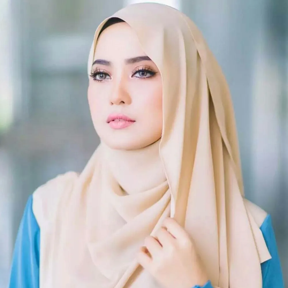 

M MISM Ethnic Muslim Bubble Chiffon Hijab Summer Head Scarf Women Solid Shawls And Wraps Soft Pearl Foulard Femme Ladies Poncho