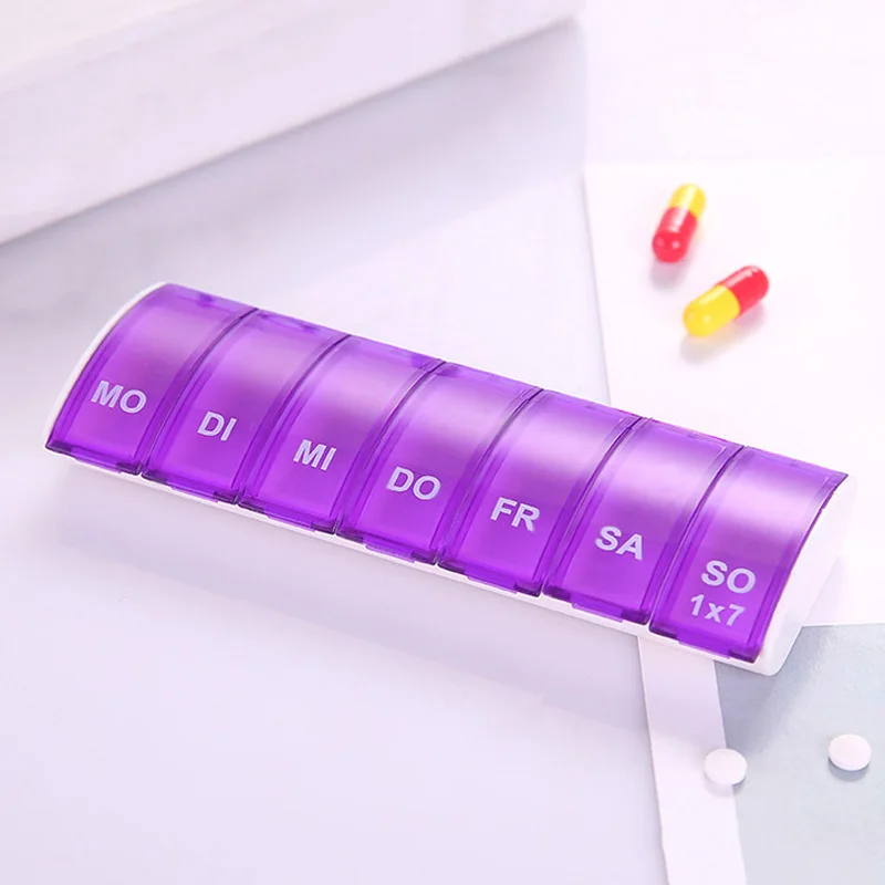 NEW 4 colors Portable 7 Days Weekly Pill Organizer Tablet Pill Storage Box Plastic Medicine Box Splitters DC88 Health Care Tool