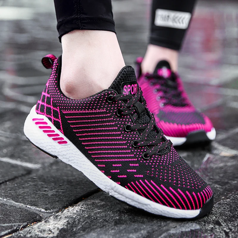 

Breathable Mesh Running Shoes For Men Lightweight Outdoor Sneakers Comfortable Athletic Flat Footwear Women Stripe Sports Shoes