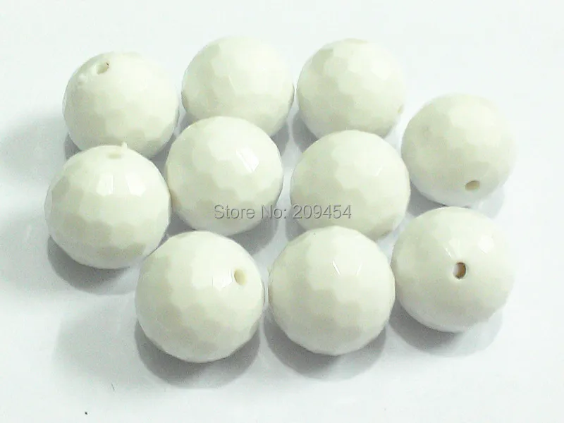 

Free Shipping !! 20MM 100pcs/lot White Acrylic Solid Many Faceted Beads For Kids Necklace Making !
