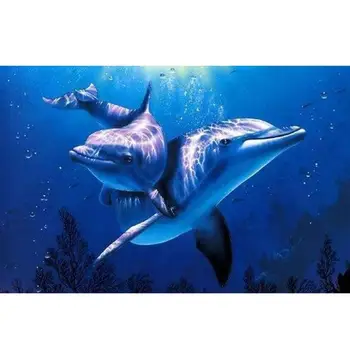 

5D DIY Digital Oil Painting Paint by Numbers Dolphins Abstract Wall Art Picture Artwork Set Canvas Painting Home Decor