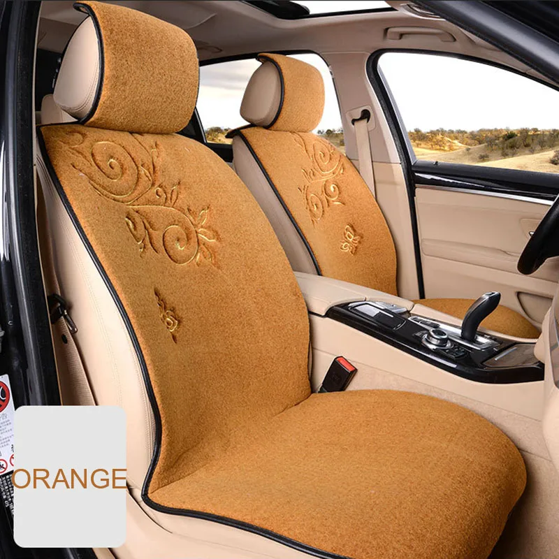

Warm Artificial Cashmere Vehicle seat Cover Computer Embroidery Winter Car seat Cushion Protector Decoration Universal