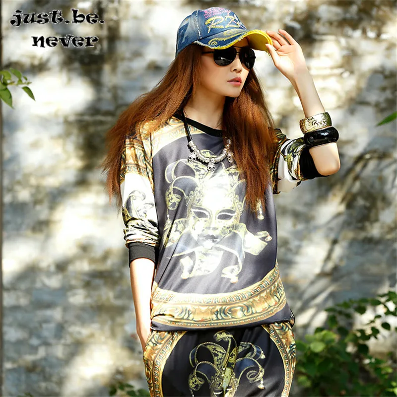 

Just.be.never women hip hop tops pullover punk tshirt Long Sleeve Metal Clown Print Black Kawaii harajuku girls graphic Tees