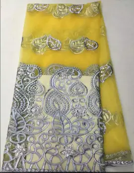 

Hot Big stone french Gold line lace!High quality African tulle mesh lace fabric for dress,swiss voile net lace 5y/lot L90J