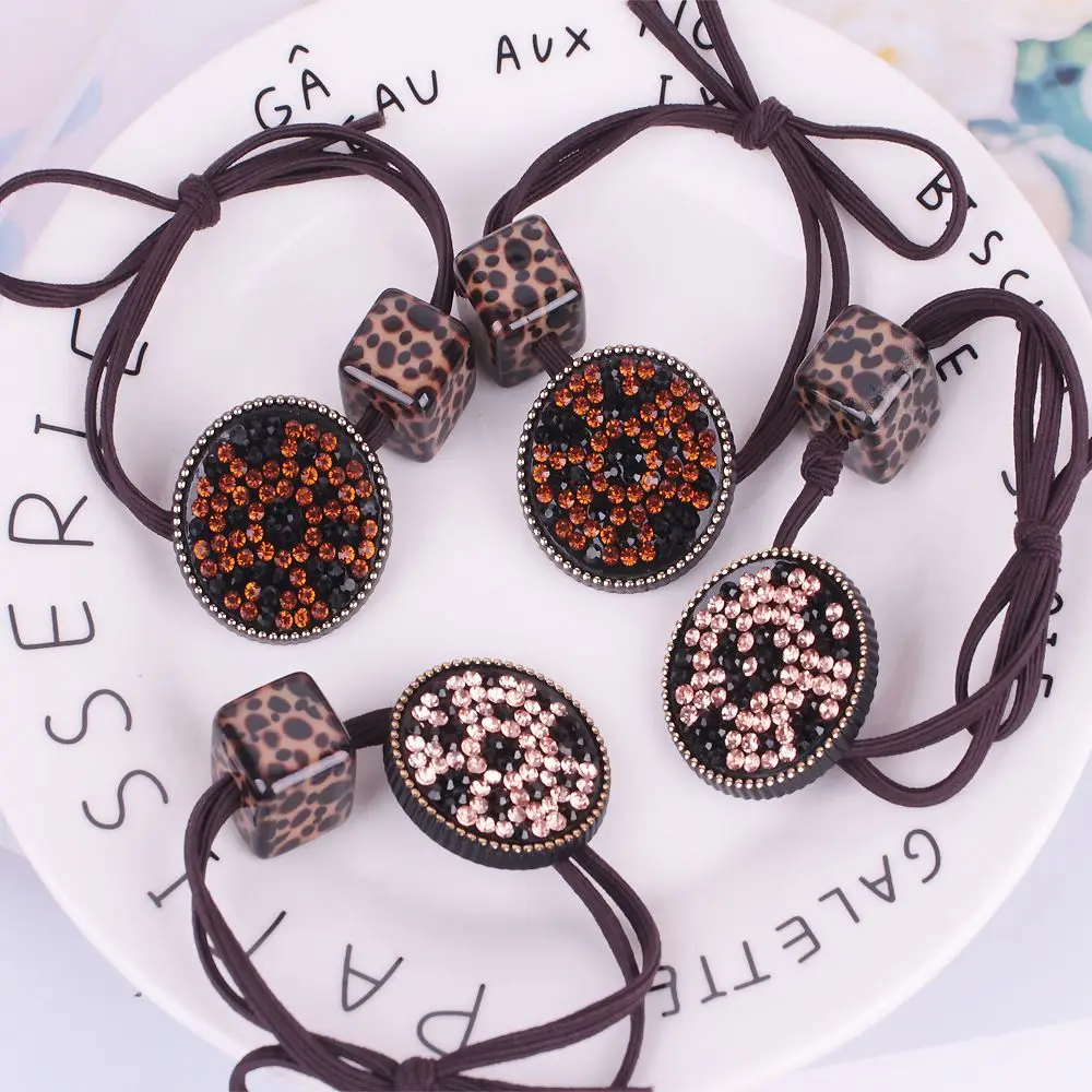 

Woman Square Hair Rope Leopard Headband Square Grain Rubber Band Ponytail Holder Girl Hair Accessories