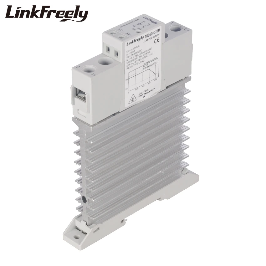 

TRD600D25M Single Phase DC Solid State Relay SSR 25A DC Control DC Input 4-32V DC Output 24-600VDC Integrated Heat Sink Relay