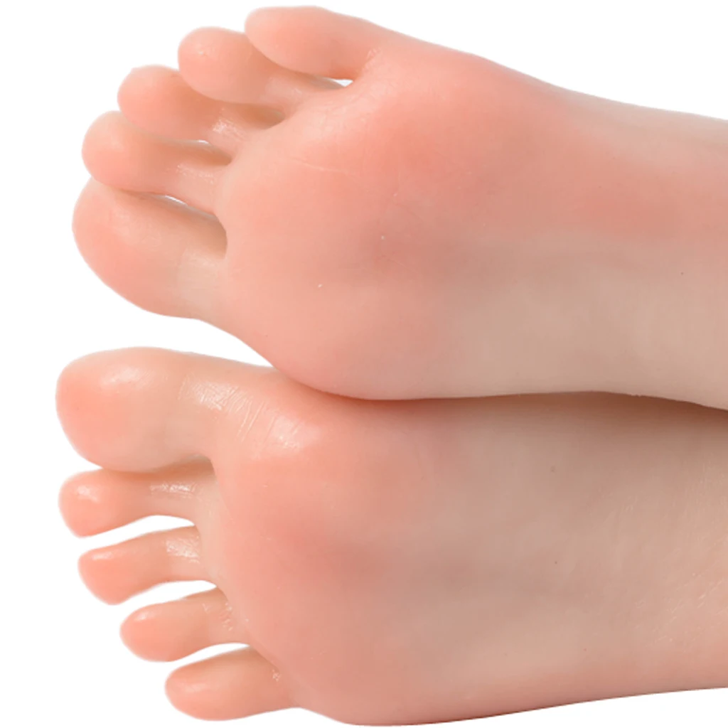 1 Pair Silicone Lifesize Female Mannequin Foot Display Jewerly Sandal Shoe Sock Display Art Sketch with Blank Nails