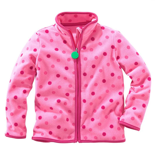 Spring Autumn Children Sweatshirts Baby Girl Coats Warm Fleece Zipper Jacket For Girls Dots Fashion Girls Clothing Jacket - Цвет: Pink