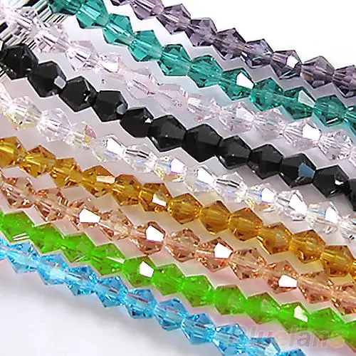 

Bluelans 100pcs loose glass crystal bicone spacer beads 4mm Clear Black Green Blue U pick Colors