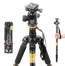 Cheap price QZSD Q666 Tripod With Q-02 360 Degree Swivel Fluid Head for nikon Canon Pentax Sony Olympus Aluminium Alloy Tripod Fold 35cm