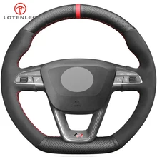 LQTENLEO черный чехол на руль из натуральной кожи и замши для Seat Leon Cupra R Leon ST Cupra Ateca FR