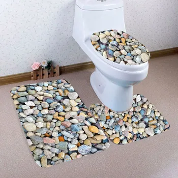 

3PCS Toilet Cover Seat Bathroom Non-Slip Pedestal Rug Lid Toilet Cover Bath Mat Doormats Decor Cushion Toilet Cover Bath M50#