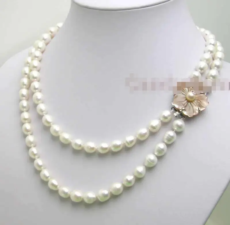 

FREE SHIPPING HOT sell new Style >>>> SALE 6-7MM Rice WHITE Natural freshwater PEARL 17-18" 2 strands NECKLACE