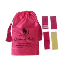 OEM кастомный логотип печатные девственные волосы расширения пучки упаковки атласные мешки, наклейки-покрытие, бумажные бирки этикетки с ниткой