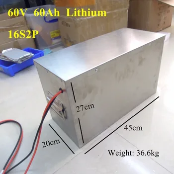 

60v lithium battery 60Ah 60v 16s2p li-ion polymer batery apack for electric vehicles boat electrric tricycle + 67.2V charger